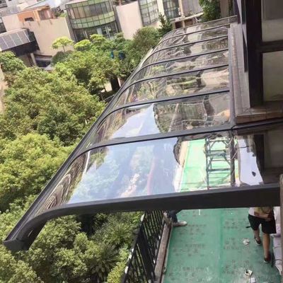 Casterizé Noir Blanc Gris PC revêtu Résistant à l'impact de plusieurs tailles cadre en aluminium au polycarbonate auvents