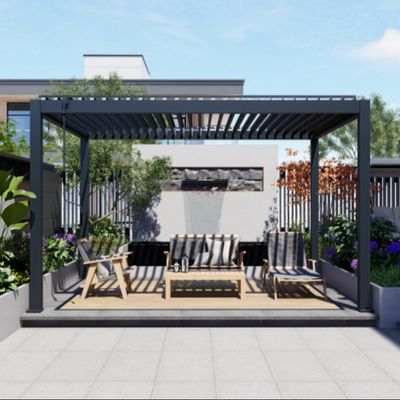 Un bon prix. Pergola électrique et manuelle légère Durbale en aluminium pour espace de loisirs extérieur en ligne