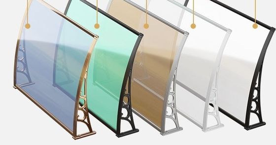 Tentes de fenêtres en polycarbonate DIY Canopy avec support noir blanc ou gris
