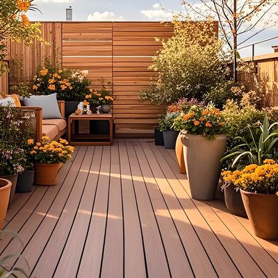 Plancher en alliage d'aluminium de couleur bois recouvert de TPE pour le parc du balcon de la cour
